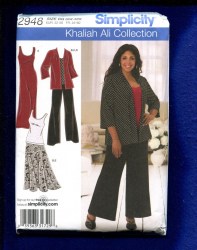 2948 Simplicity ALI SLEEVELESS KNIT DRESS, TOP,  JACKET,  BOTTOMS PATTERN 18W-24W  UNCUT